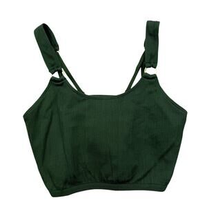 Aerie Seamless‎ Ring Longline Bralette - Size L Dark Green